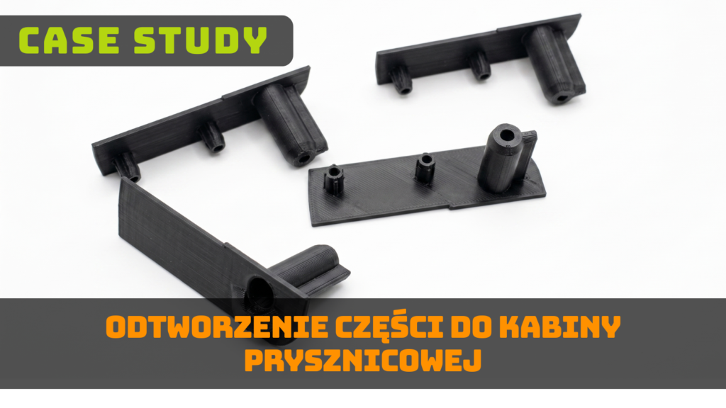 Czarne zatrzaski do kabiny prysznicowej wydrukowane w technologii 3D z wytrzymałego materiału PETG.
