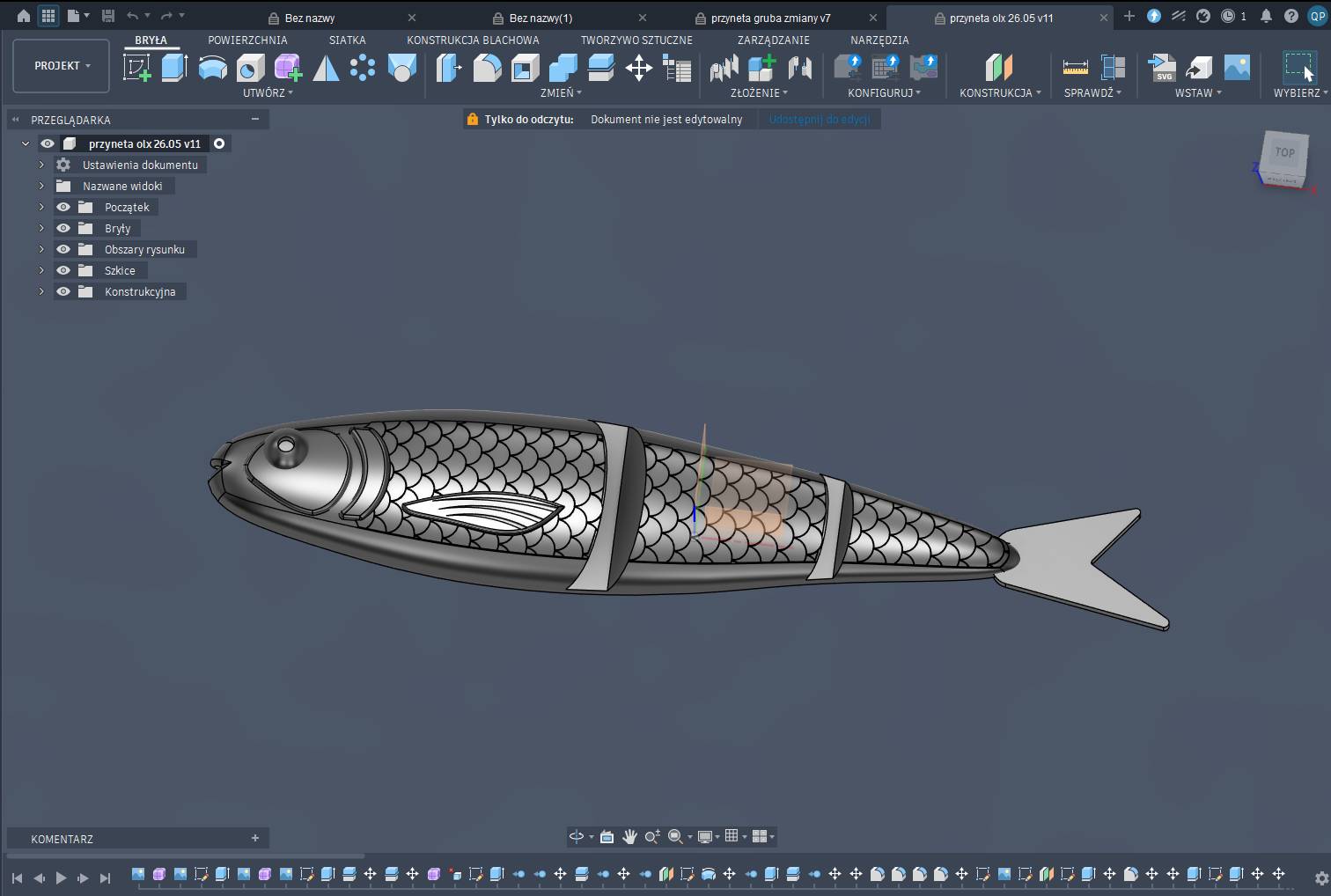 Projekt CAD małej przynęty